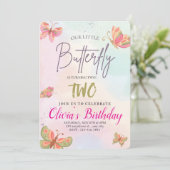 Invitation Filles mignonnes papillon rose pourpre Enfants 2e  (Debout devant)