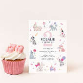 Invitation Filles mignonnes Pastel Chien Let's Pawty Annivers