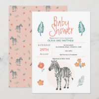 Filles mignonnes rose Zebra Safari Baby shower Jun