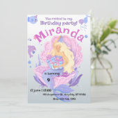 Invitation Filles mignonnes sous la mer Sirène 6e anniversair (Debout devant)