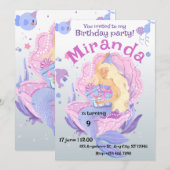 Invitation Filles mignonnes sous la mer Sirène 6e anniversair (Devant / Derrière)