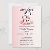 Invitation Filles mignonnes Vache rose Maman et Baby shower (Devant)