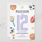 Invitation Filles mignonnes Violet Anniversaire de enfant de  (Devant)