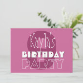 Invitation Filles modernes 9e anniversaire Stars roses Ver 00 (Debout devant)