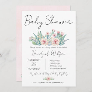 Invitation Filles modernes Floral Cactus Fiesta Baby shower
