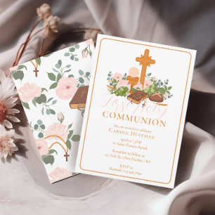 Invitation Filles modernes Premier sacrement de communion