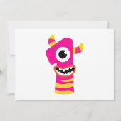 Invitation Filles Monstre Rose 1ère fête d'anniversaire Photo (Dos)