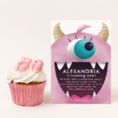 Invitation Filles Monstre Rose fête d'anniversaire