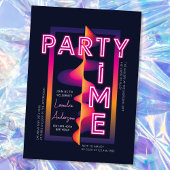 Invitation Filles Neon Fête Heure Anniversaire