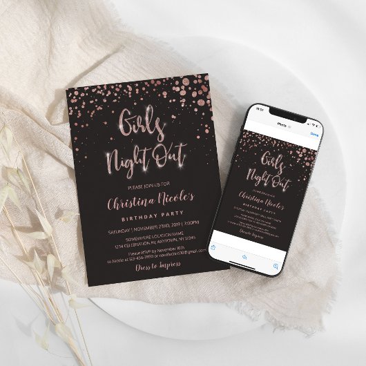 Invitation "Filles Night Out" Anniversaire ou Bachelorette Gl