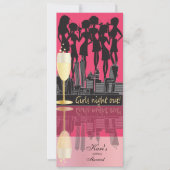 Invitation Filles Night Out, Bachelorette Party - Rose chaud (Devant)