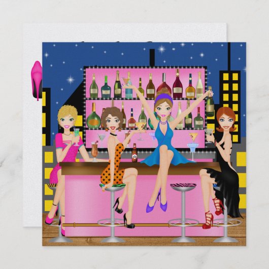 Invitation Filles Night Out - Bachelorette - SRF (Devant / Derrière)