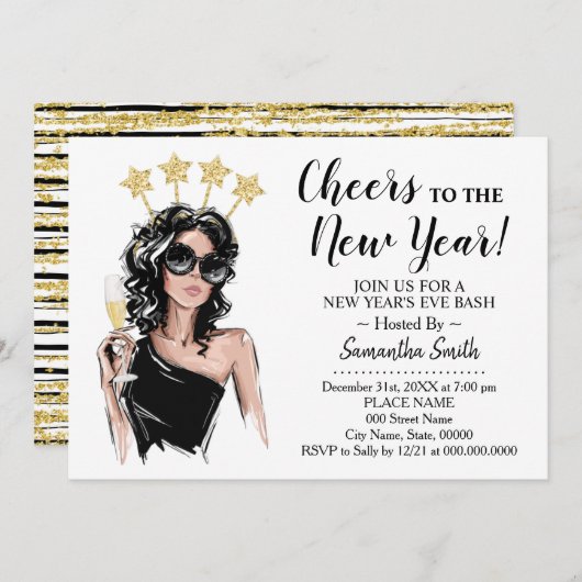 Invitation Filles Night Out encourage à la Parties scintillan (Devant / Derrière)