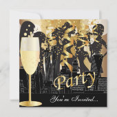 Invitation Filles Night Out Fête d'anniversaire | Or métalliq (Devant)