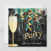 Invitation Filles Night Out Fête d'anniversaire | Turquoise m (Devant)