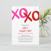 Invitation Filles Night Out mignonne Red XOXO Galentine Day P (Debout devant)