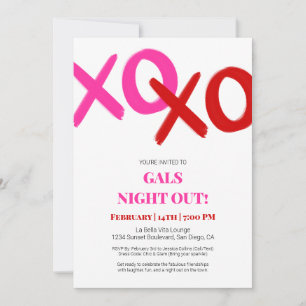 Invitation Filles Night Out rose XOXO Chic Galentine Day Part