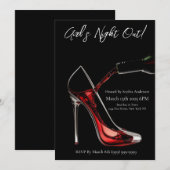 Invitation Fille's Night Out-Stiletto avec vin (Devant / Derrière)