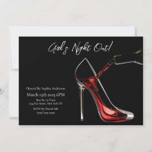 Invitation Fille's Night Out-Stiletto avec vin