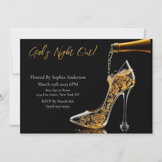 Invitation Fille's Night Out-Stiletto et Bubbly (Devant)