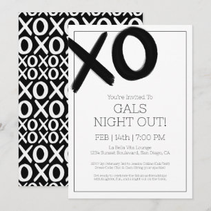 Invitation Filles Night Out XOXO Black Friends Galentine Part