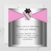 Invitation Filles noires roses 1er anniversaire (Dos)