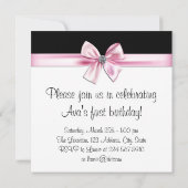 Invitation Filles noires roses Photo Première fête d'annivers (Dos)