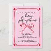 Invitation Filles Nuit Rose et Rouge Saint-Galentin (Devant)