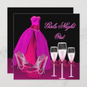 Invitation Filles Nuit Sortir Chaussures Roses Hi Talons Cham (Devant / Derrière)