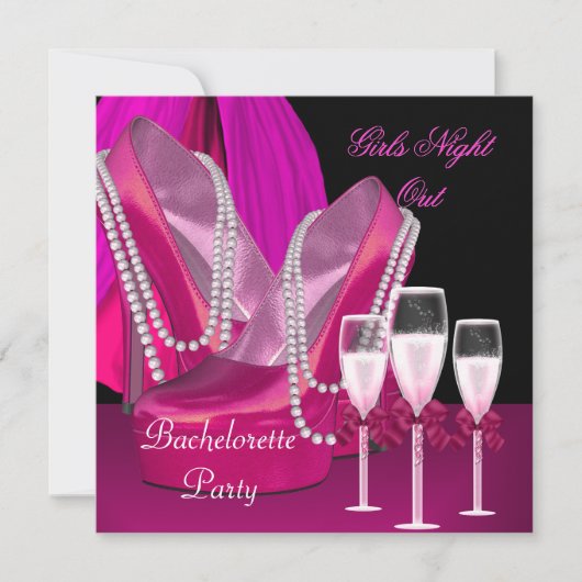 Invitation Filles Nuit Sortir Chaussures Roses Hi Talons Cham (Devant)