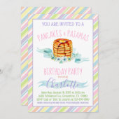 Invitation Filles Pancakes et Pyjama fête d'anniversaire (Devant / Derrière)