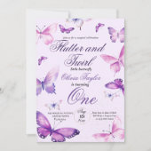 Invitation Filles papillon 1er anniversaire (Devant)
