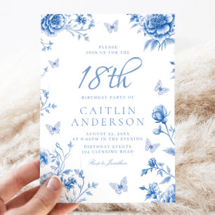 Invitation Filles papillon enchantées 18e fête d'anniversaire