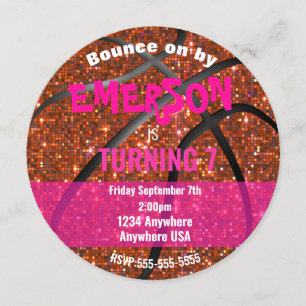 Invitation Filles Parties scintillant basket-ball Anniversair