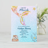 Invitation Filles Parties scintillant mignonne Fête d'anniver (Debout devant)