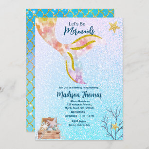 Invitation Filles Parties scintillant mignonne Fête d'anniver