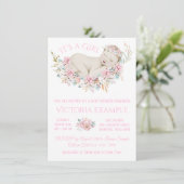 Invitation Filles Pastel Aquarelle Baby shower Floral (Debout devant)