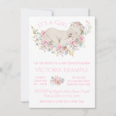 Invitation Filles Pastel Aquarelle Baby shower Floral (Devant)