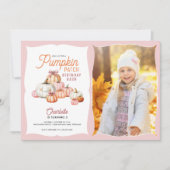 Invitation Filles Patch de citrouilles noeuds photo anniversa (Devant)