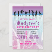 Invitation Filles Patinage ICE SKATING anniversaire de fête I (Devant)