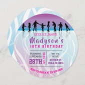 Invitation Filles Patinage ICE SKATING anniversaire de fête I (Devant / Derrière)