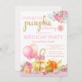 Invitation Filles Petit Citrouille Premier anniversaire (Devant / Derrière)