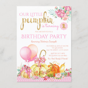 Invitation Filles Petit Citrouille Premier Anniversaire