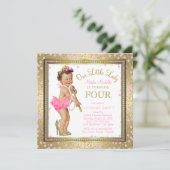 Invitation Filles Petite Dame 4e anniversaire fête Pink Gold (Debout devant)
