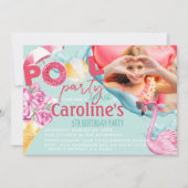 Invitation Filles Photo Pool Fête Anniversaire (Devant)