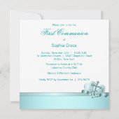 Invitation Filles Photo Turquoise bleu Première communion Inv (Dos)