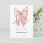 Invitation Filles Pink Bow Anniversaire Papillons Rose N'Impo (Debout devant)