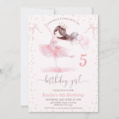 Invitation Filles Pink Dance Twirl avec Anniversaire Fille An (Devant)