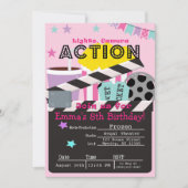 Invitation Fille's Pink Movie Theatre fête Anniversaire (Devant)