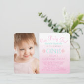 Invitation Filles Pink Ombre Premier anniversaire (Debout devant)